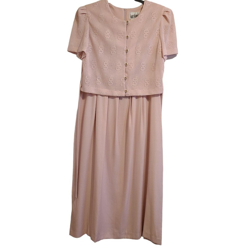 Kari's Korner Womens Dress Vintage Knit Vest Short Sleeve Mauve Size 14